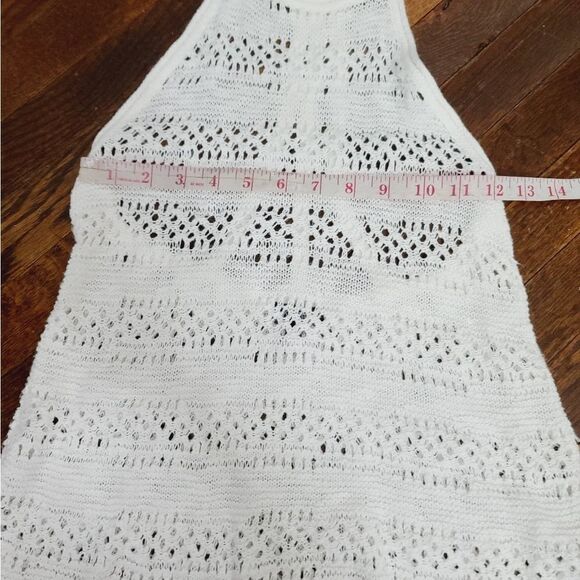White Crochet Boho High Neck Hippie Tank Top Express Medium - Picture 7 of 10